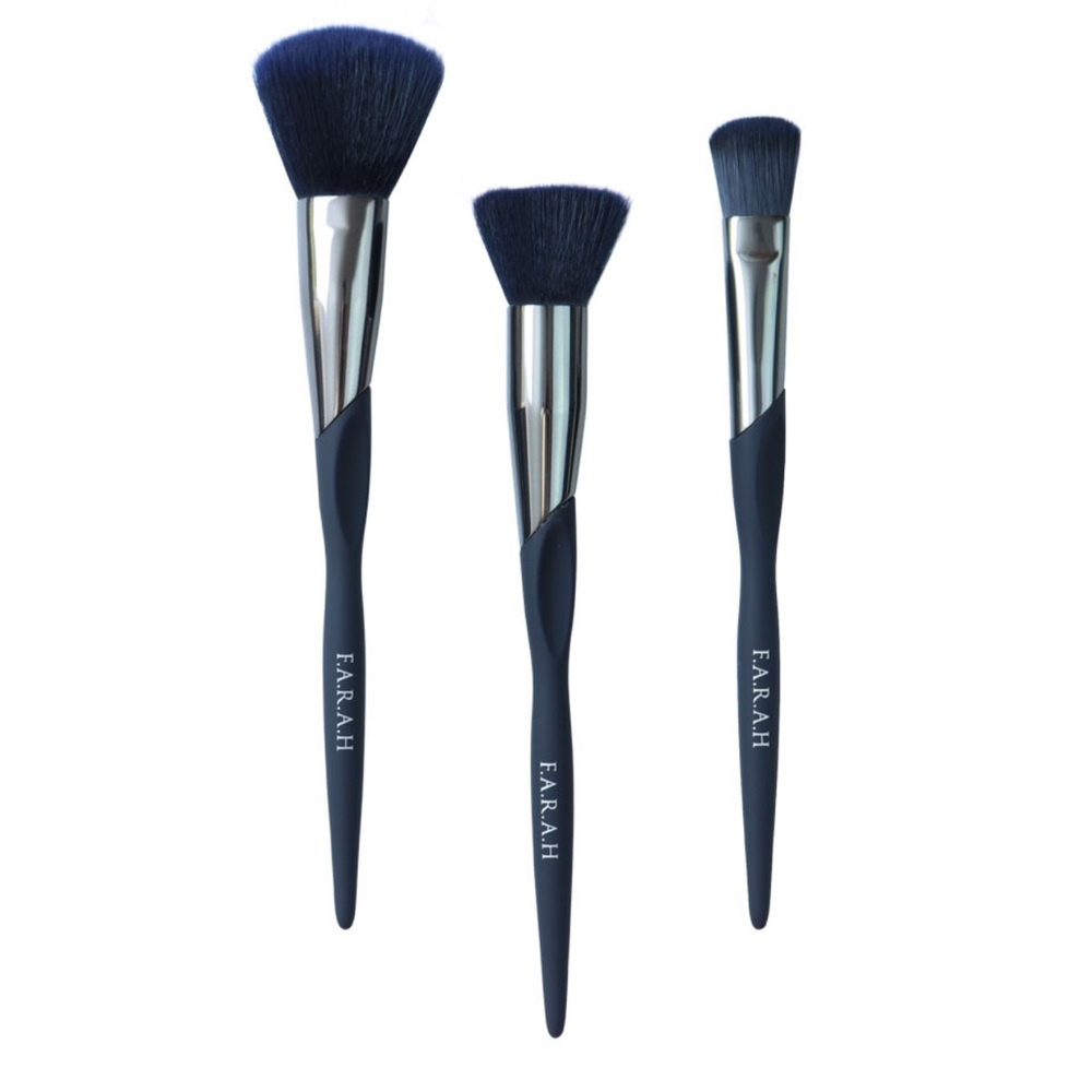 FARAH Makeup Brushes Midnight Pro Trio • NEW • Sealed